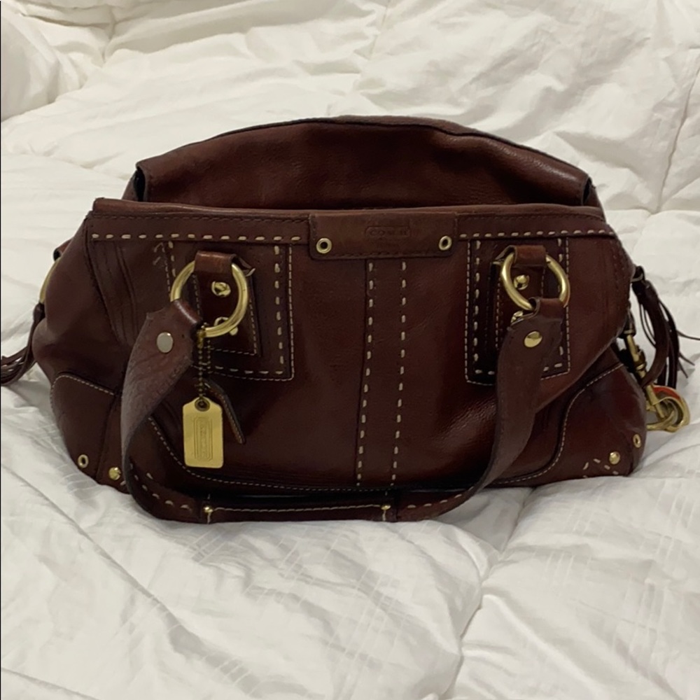 Coach Whiskey Leather Andrea Hampton Satchel - Picture 8 of 10